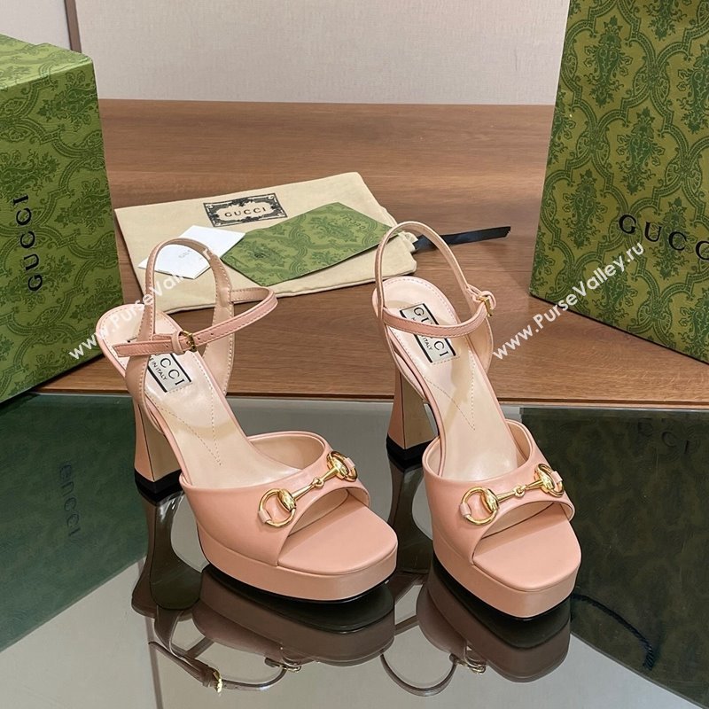 Gucci Horsebit High Heel Platform Sandals 11 in Leather Pink 2024 0427 (MD-240427071)