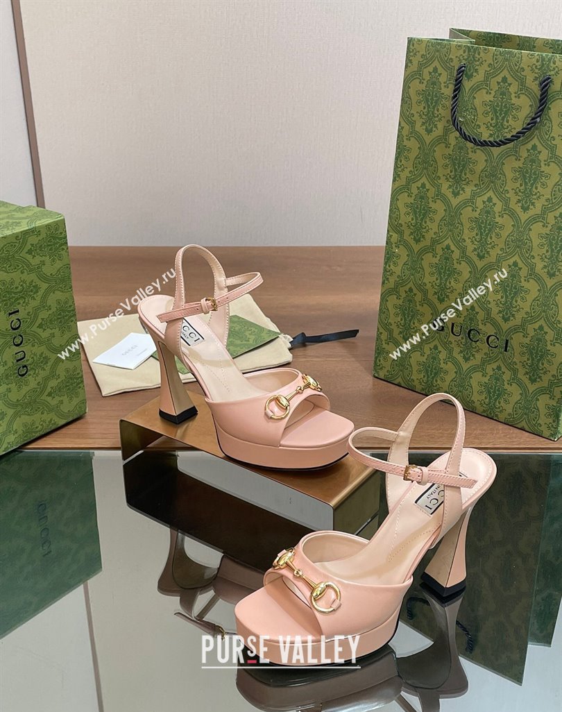 Gucci Horsebit High Heel Platform Sandals 11 in Leather Pink 2024 0427 (MD-240427071)