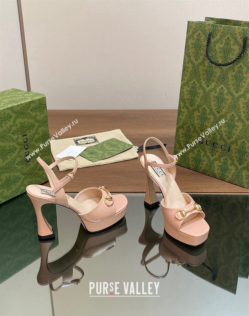 Gucci Horsebit High Heel Platform Sandals 11 in Leather Pink 2024 0427 (MD-240427071)