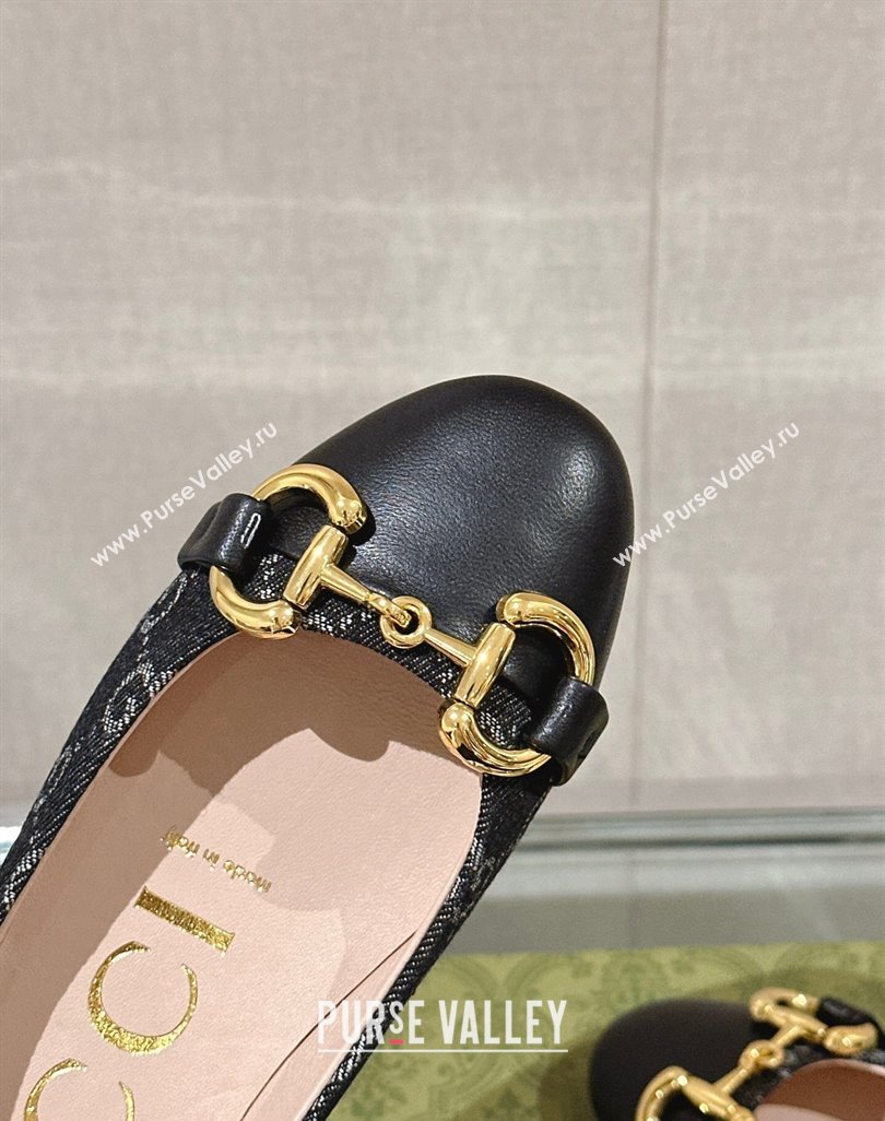 Gucci Horsebit Flat Ballet in GG Canvas and Leather Black 2024 0427 (KL-240427075)