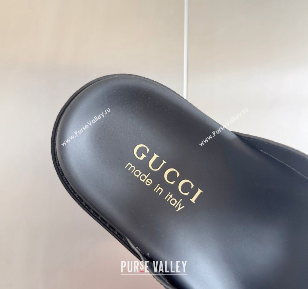 Gucci Mens GG Canvas Flat Slide Sandals Black 2024 042702 (KL-240427088)