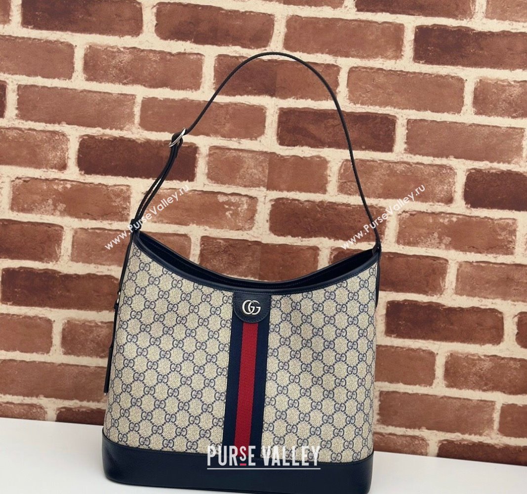 Gucci Ophidia GG Canvas Medium Shoulder Bag 781392 Blue 2024 (DLH-240521069)