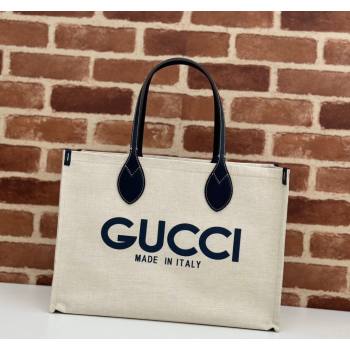 Gucci Canvas Medium Tote bag with Gucci Print 772176 Beige/Blue 2024 (DLH-240521086)