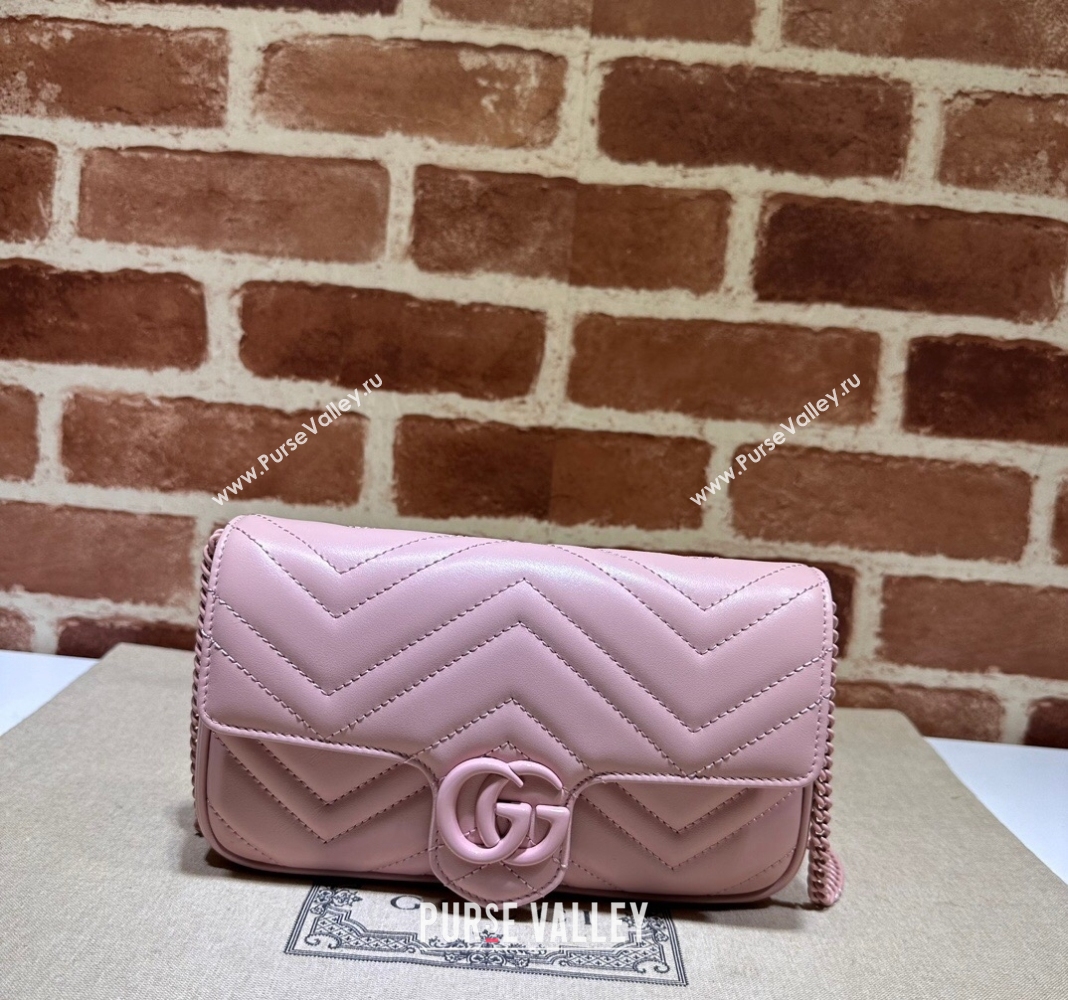 Gucci GG Marmont Leather Mini Bag 751526 Pink/White 2024 (DLH-240521089)