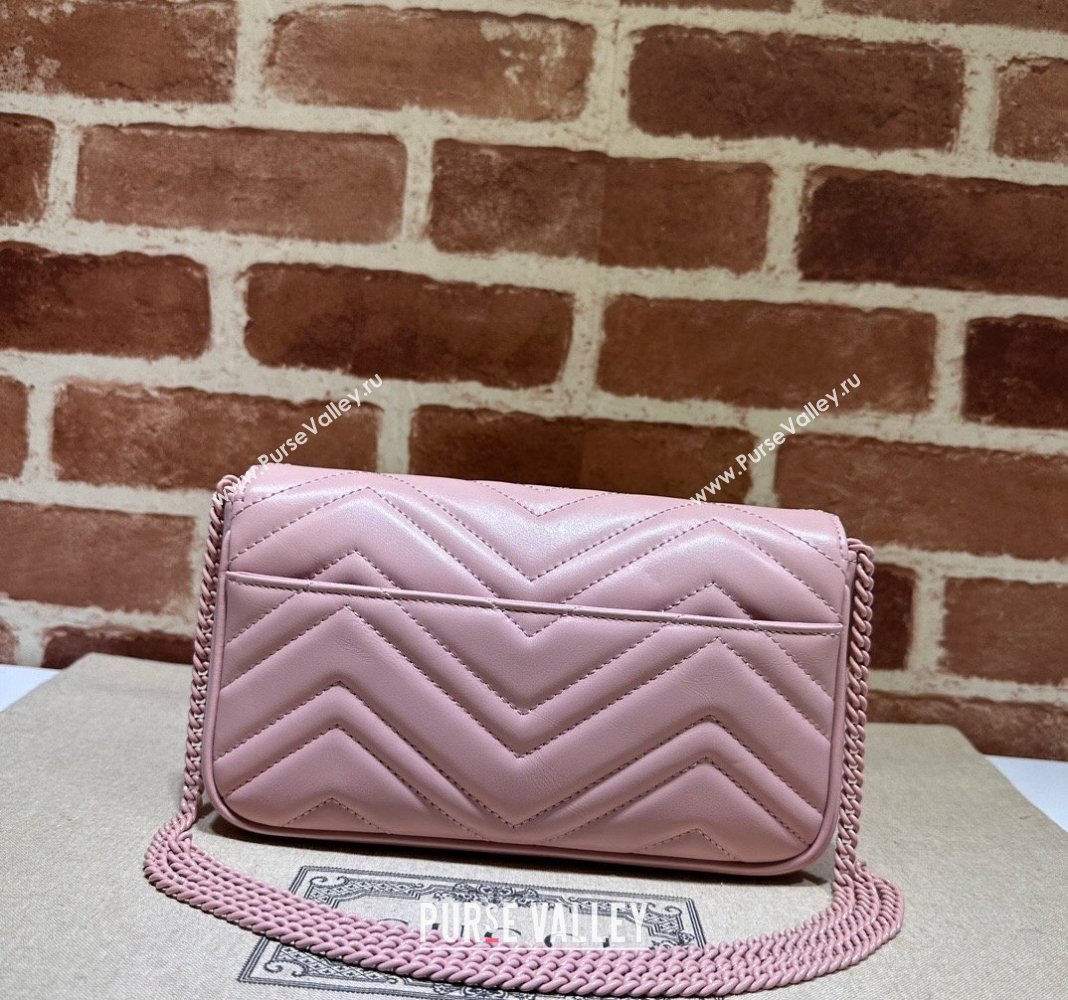 Gucci GG Marmont Leather Mini Bag 751526 Pink/White 2024 (DLH-240521089)