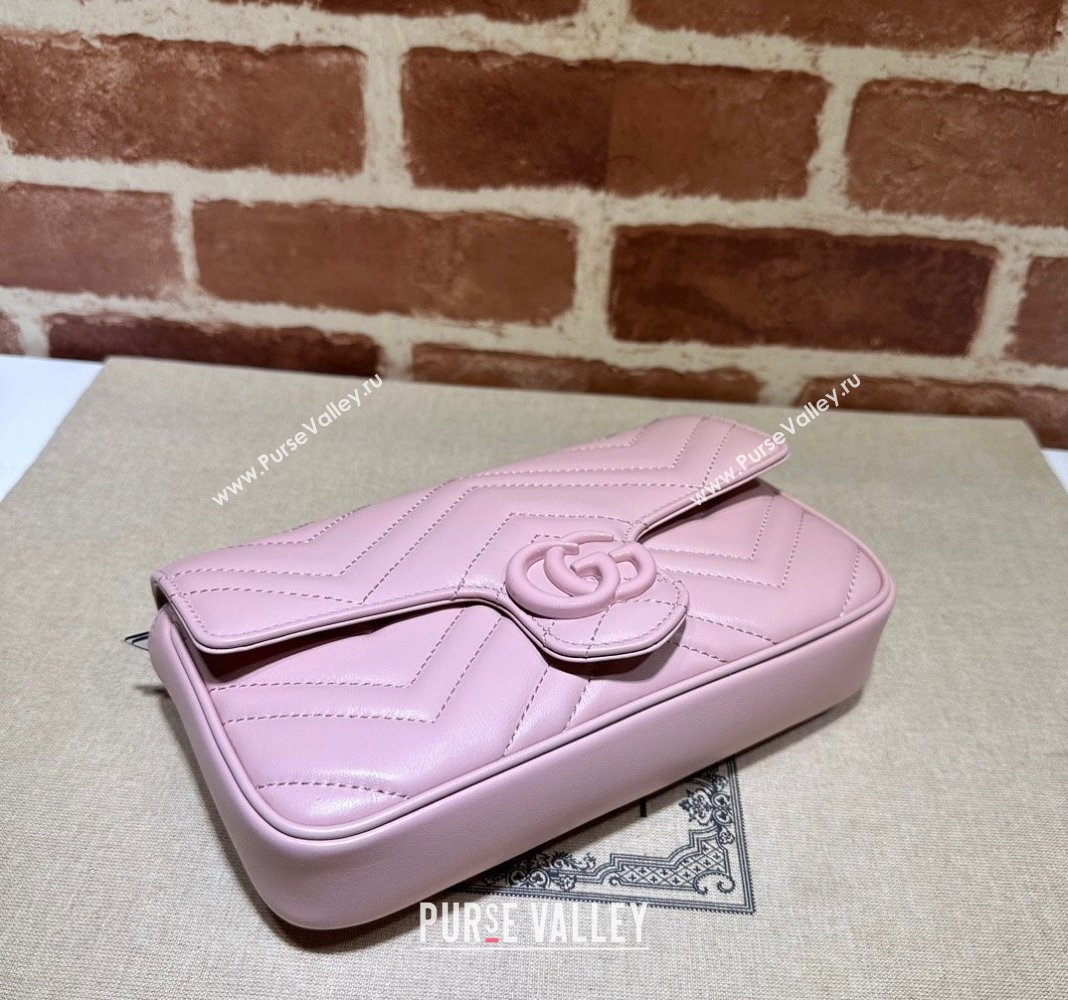 Gucci GG Marmont Leather Mini Bag 751526 Pink/White 2024 (DLH-240521089)