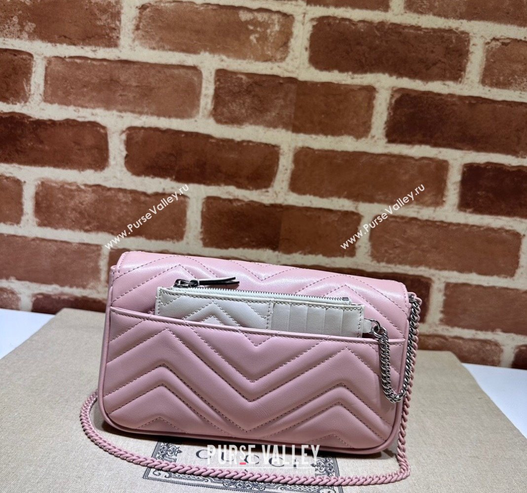 Gucci GG Marmont Leather Mini Bag 751526 Pink/White 2024 (DLH-240521089)