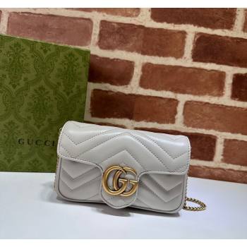 Gucci GG Marmont Matelasse Leather Super Mini Bag ‎476433 Light Grey 2024 (DLH-240521094)