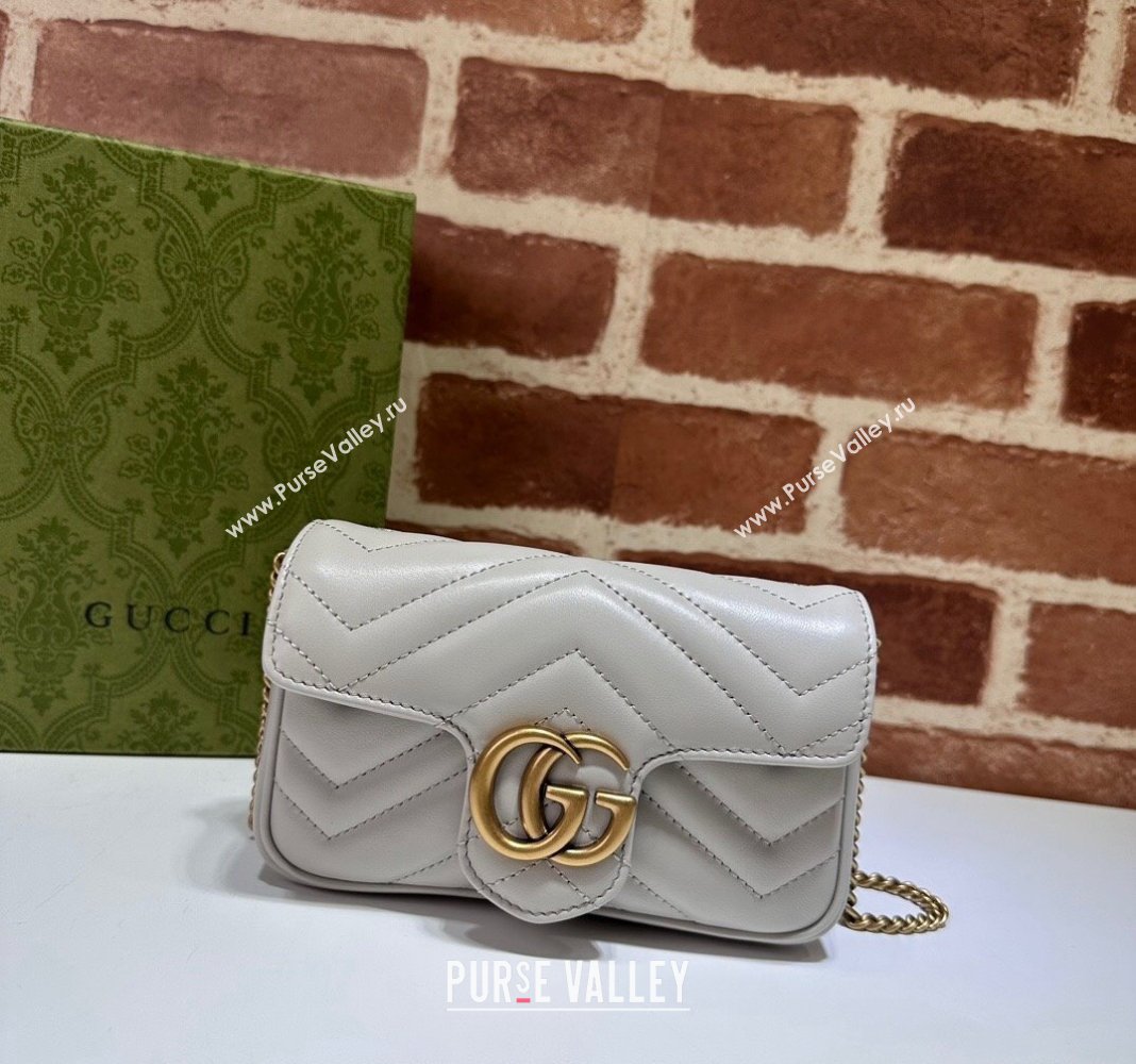 Gucci GG Marmont Matelasse Leather Super Mini Bag ‎476433 Light Grey 2024 (DLH-240521094)