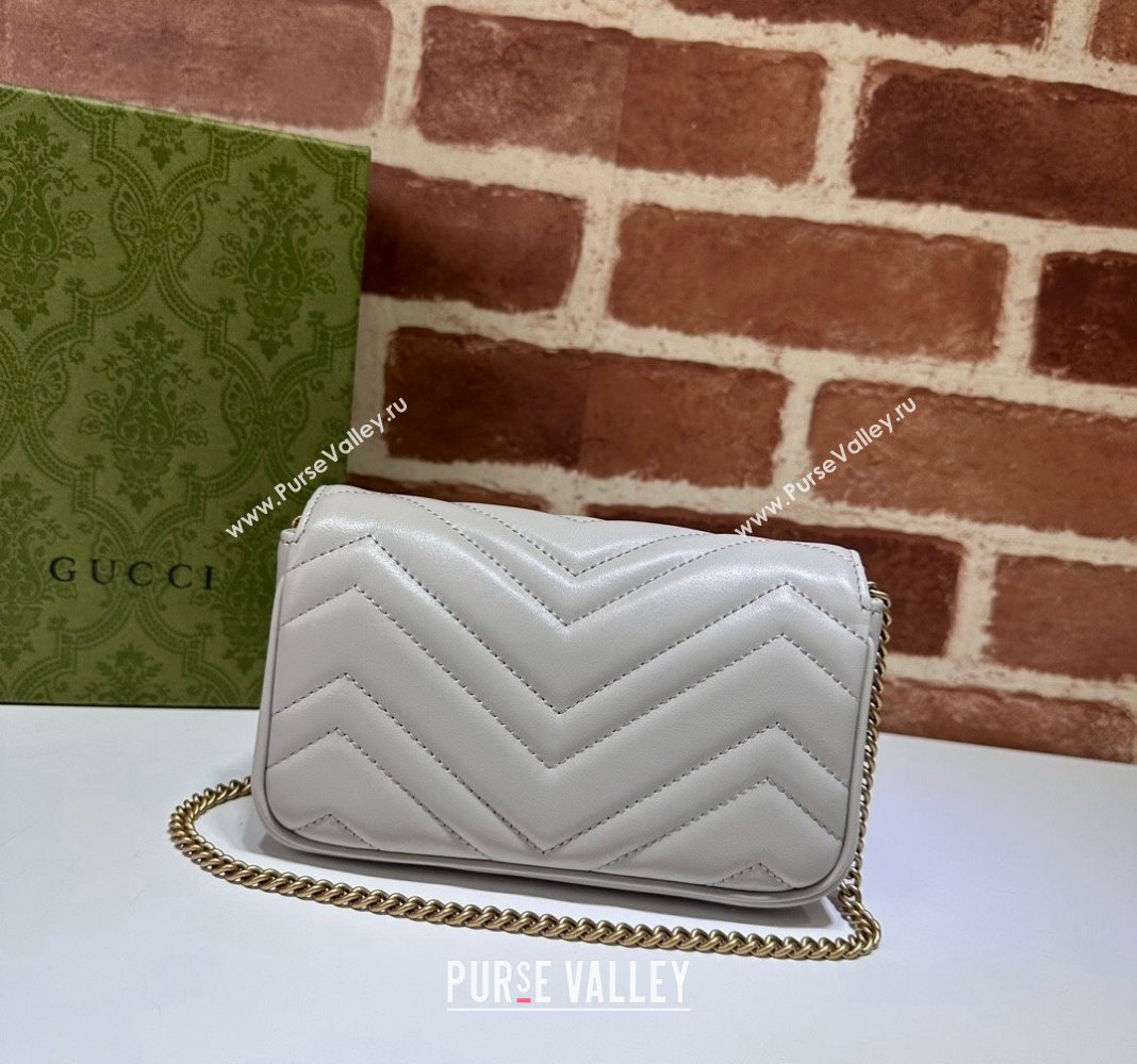 Gucci GG Marmont Matelasse Leather Super Mini Bag ‎476433 Light Grey 2024 (DLH-240521094)