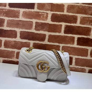 Gucci GG Marmont Matelasse Leather Mini Bag 446744 Light Grey 2024 (DLH-240521095)