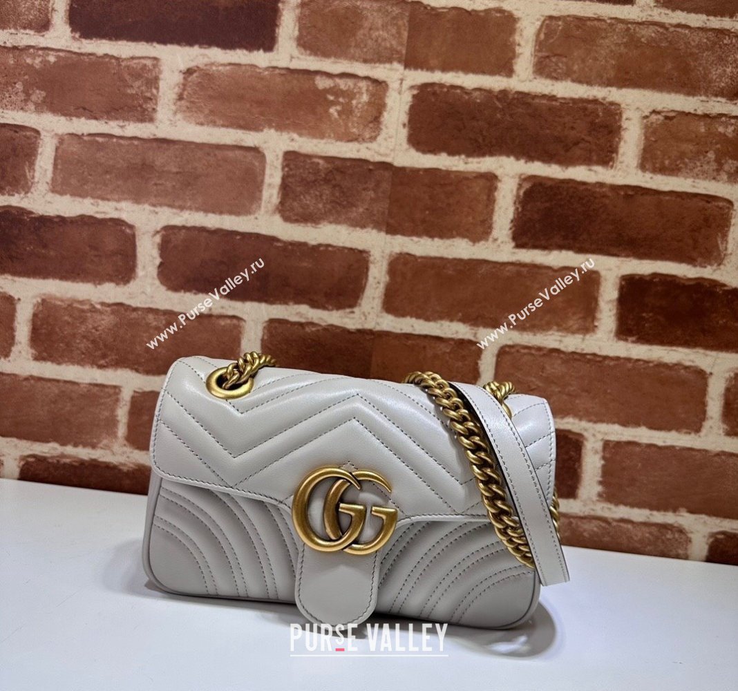 Gucci GG Marmont Matelasse Leather Mini Bag 446744 Light Grey 2024 (DLH-240521095)