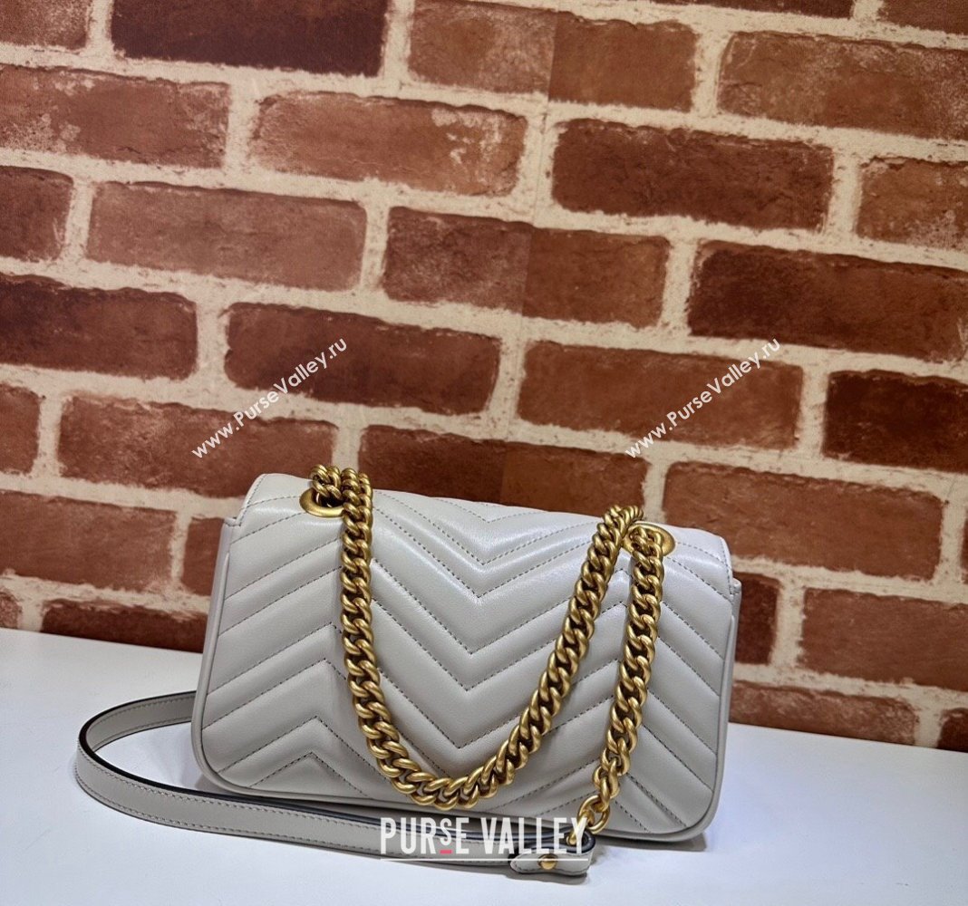 Gucci GG Marmont Matelasse Leather Mini Bag 446744 Light Grey 2024 (DLH-240521095)