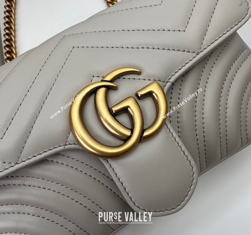 Gucci GG Marmont Matelasse Leather Mini Bag 446744 Light Grey 2024 (DLH-240521095)