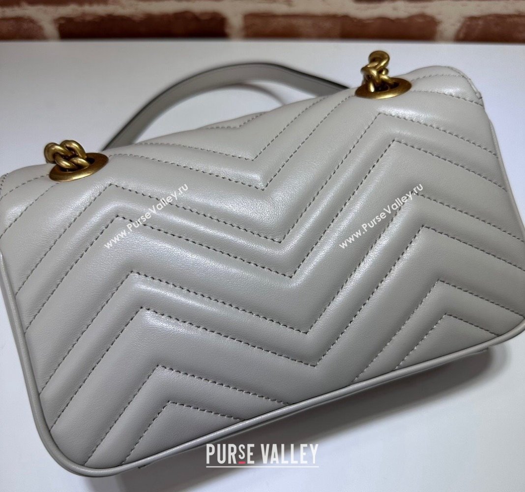 Gucci GG Marmont Matelasse Leather Mini Bag 446744 Light Grey 2024 (DLH-240521095)