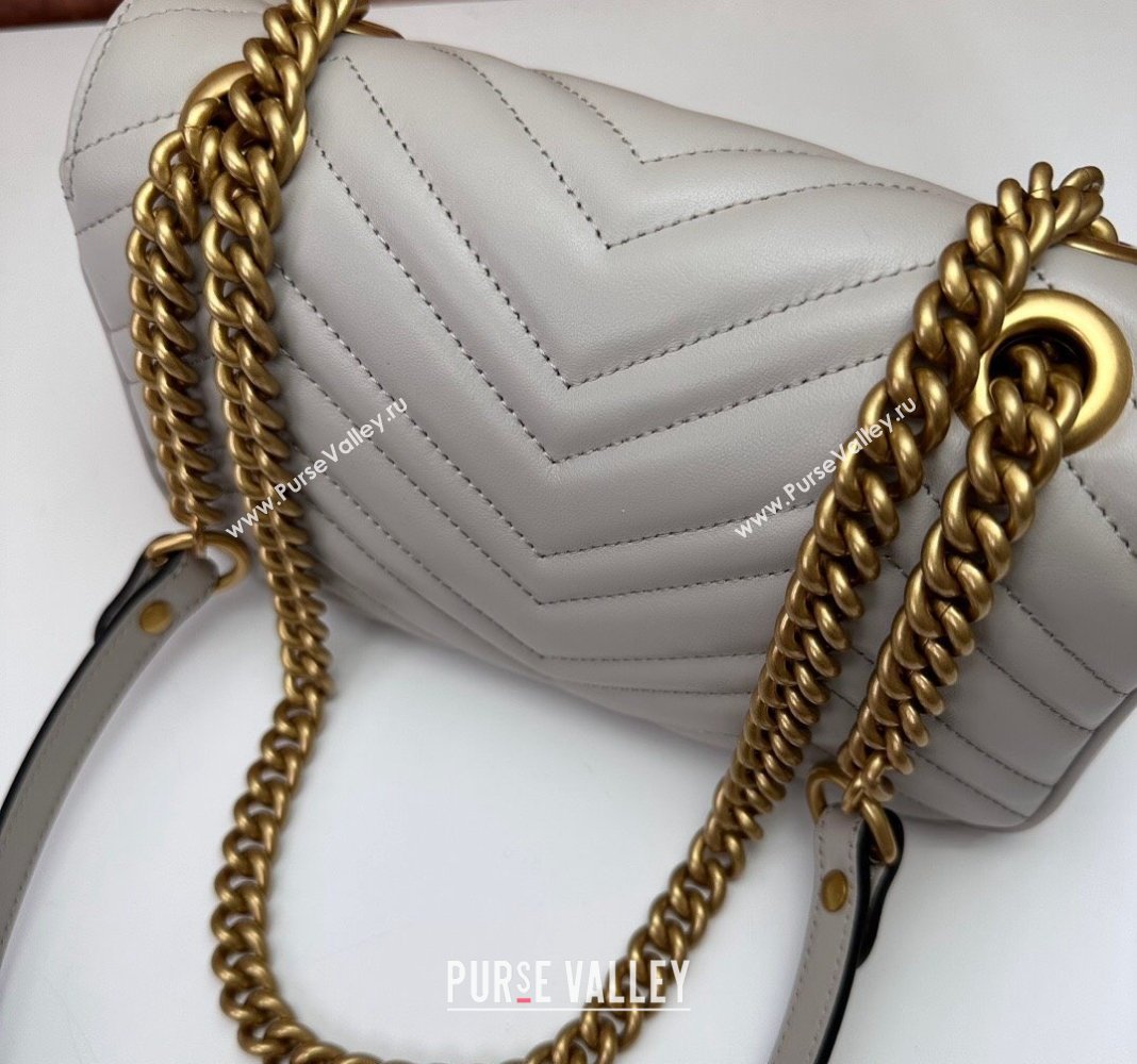 Gucci GG Marmont Matelasse Leather Mini Bag 446744 Light Grey 2024 (DLH-240521095)