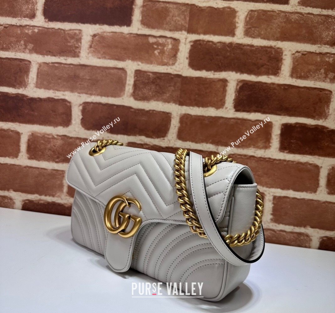 Gucci GG Marmont Matelasse Leather Small Shoulder Bag 443497 Light Grey 2024 (DLH-240521096)