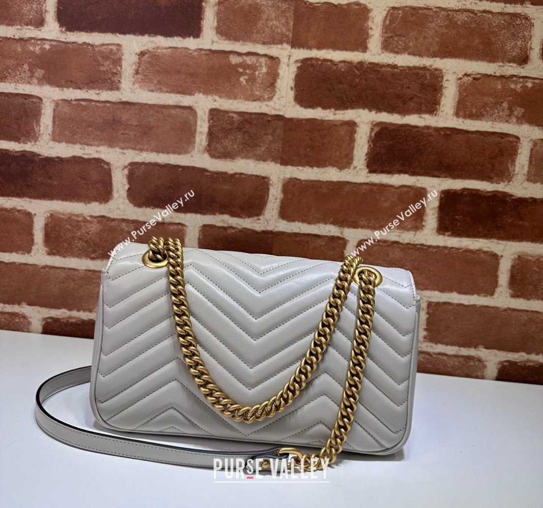 Gucci GG Marmont Matelasse Leather Small Shoulder Bag 443497 Light Grey 2024 (DLH-240521096)