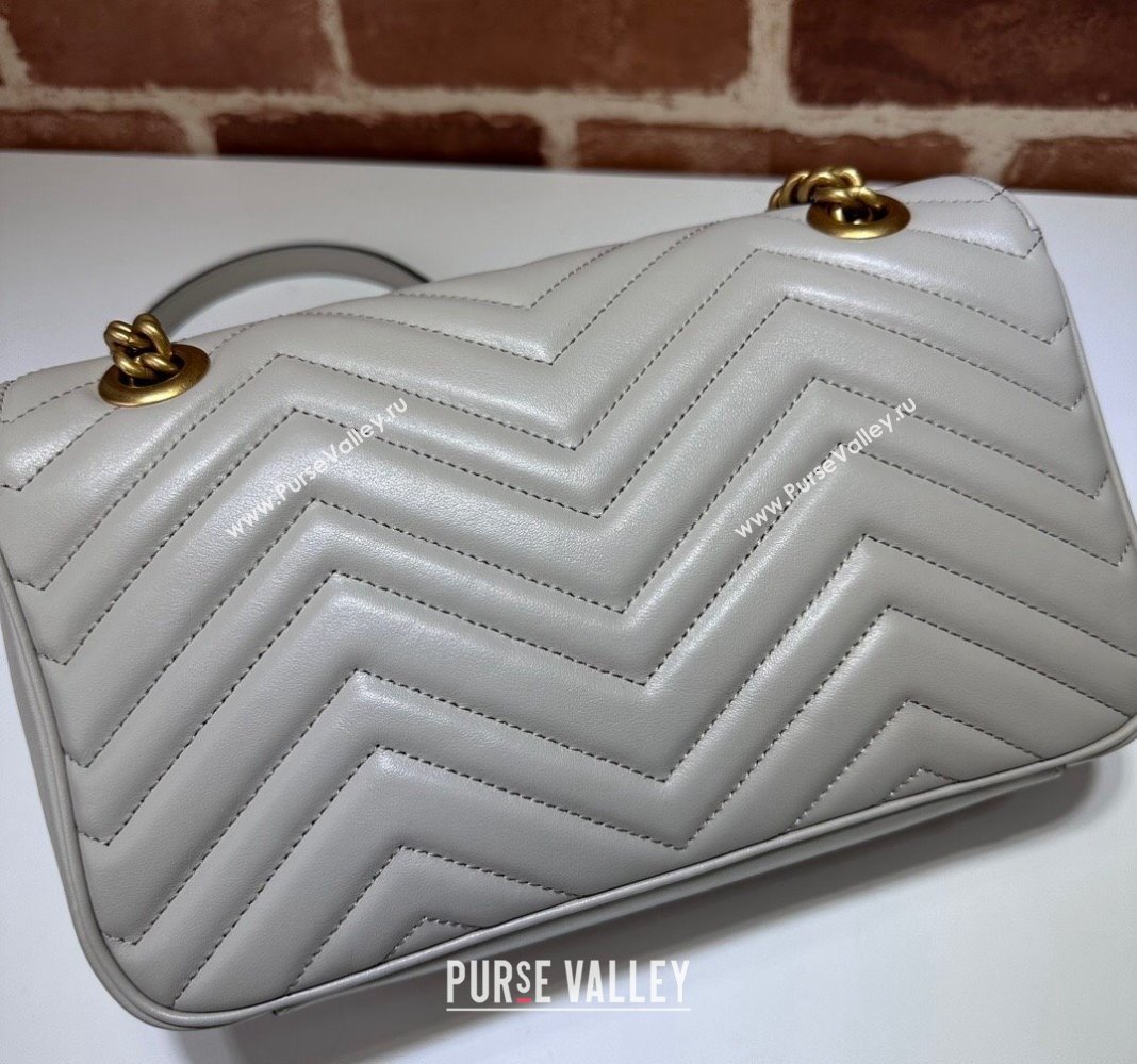 Gucci GG Marmont Matelasse Leather Small Shoulder Bag 443497 Light Grey 2024 (DLH-240521096)