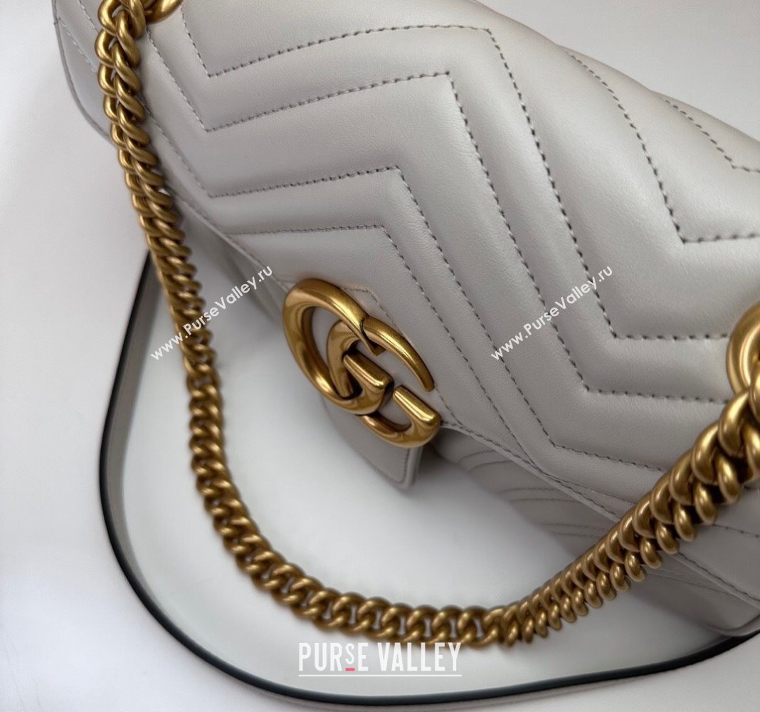 Gucci GG Marmont Matelasse Leather Small Shoulder Bag 443497 Light Grey 2024 (DLH-240521096)