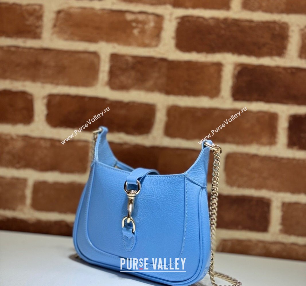 Gucci Jackie Notte Mini Bag in Crinkled Patent Leather ‎782889 Light Blue 2024 (DLH-240521107)