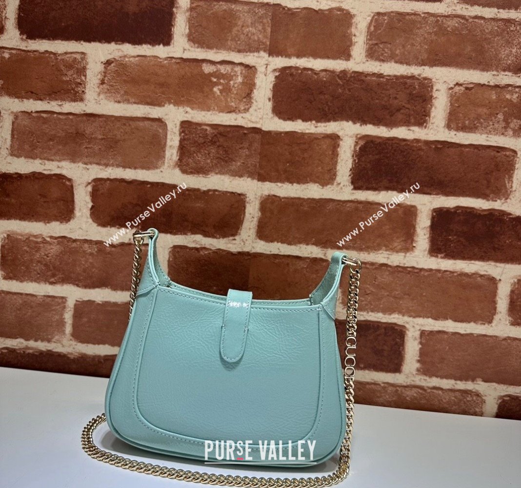 Gucci Jackie Notte Mini Bag in Crinkled Patent Leather ‎782889 Light Green 2024 (DLH-240521108)