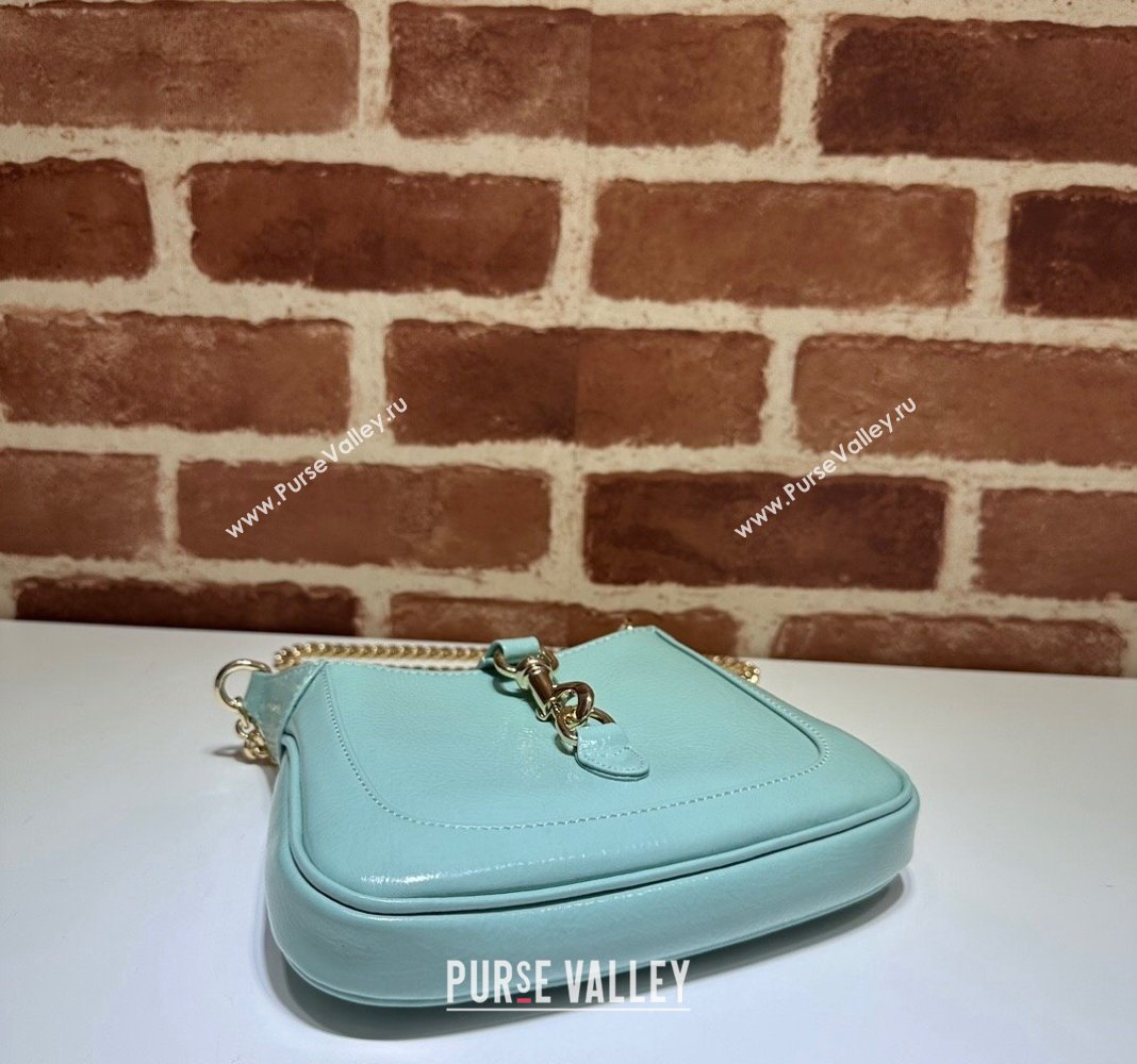 Gucci Jackie Notte Mini Bag in Crinkled Patent Leather ‎782889 Light Green 2024 (DLH-240521108)