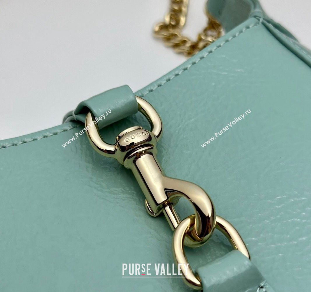 Gucci Jackie Notte Mini Bag in Crinkled Patent Leather ‎782889 Light Green 2024 (DLH-240521108)