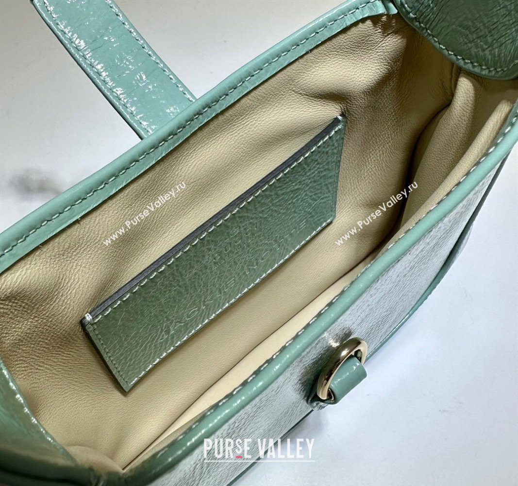 Gucci Jackie Notte Mini Bag in Crinkled Patent Leather ‎782889 Light Green 2024 (DLH-240521108)