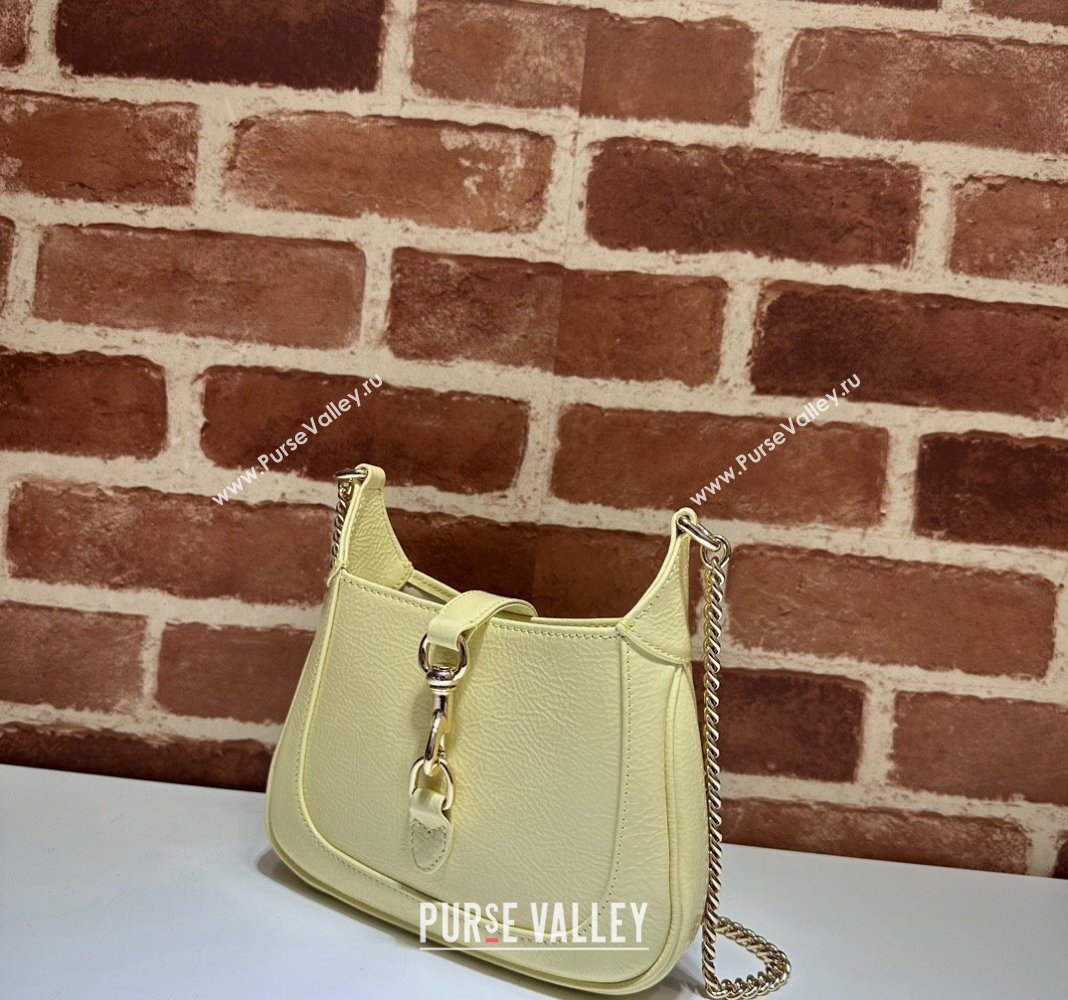 Gucci Jackie Notte Mini Bag in Crinkled Patent Leather ‎782889 Light Yellow 2024 (DLH-240521109)