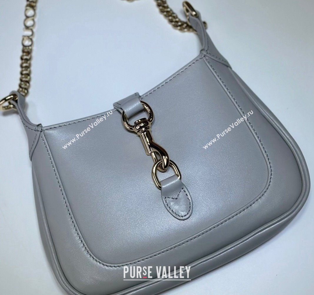 Gucci Jackie Notte Mini Bag in Smooth Leather ‎782889 Light Grey 2024 (DLH-240521111)