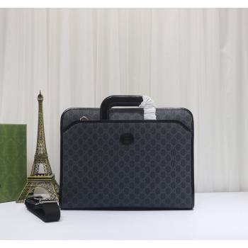 Gucci Black GG Canvas Briefcase Top handle bag with Interlocking G 700531 2024 (DLH-240521113)