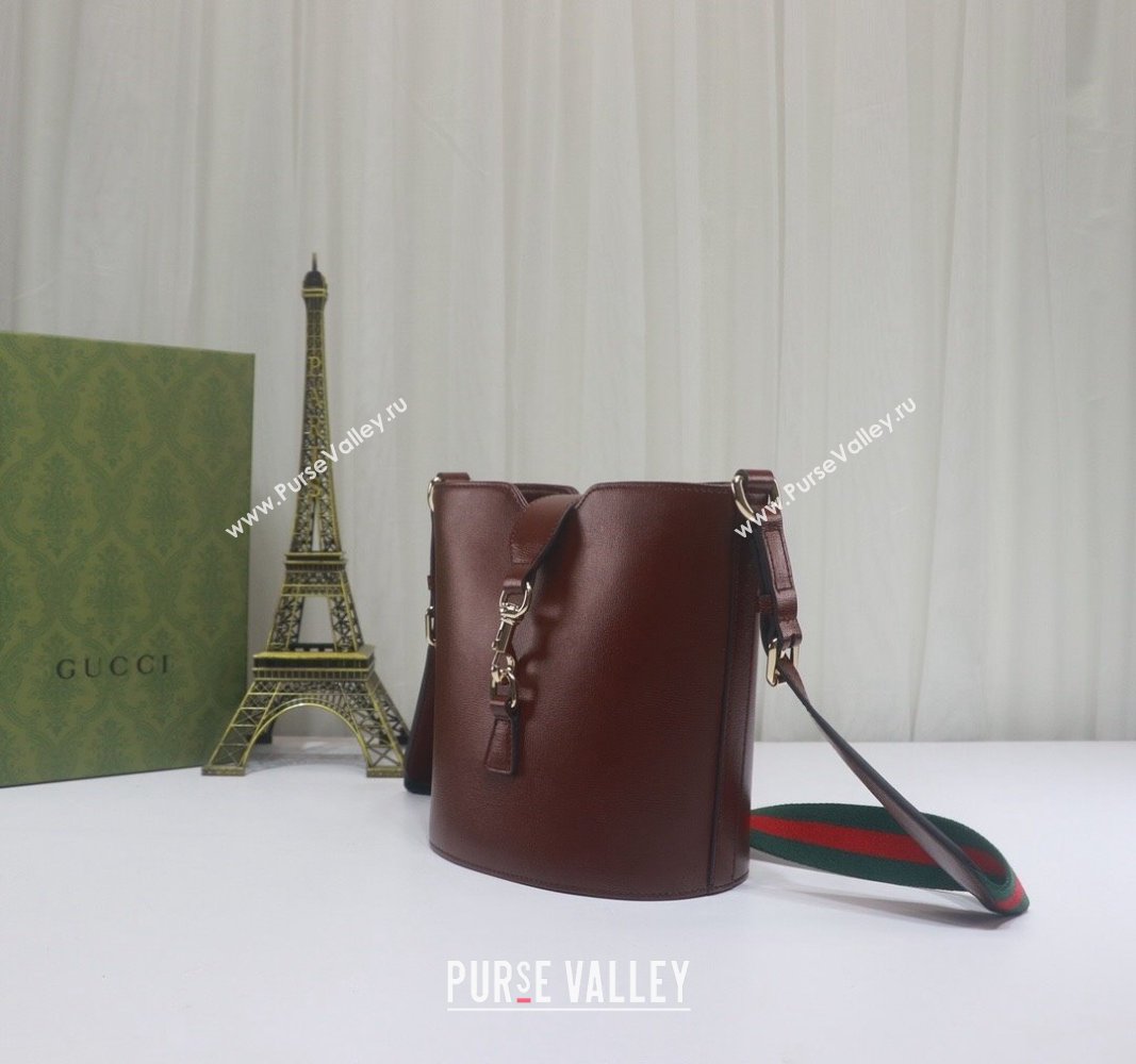 Gucci Leather Mini Bucket Shoulder bag Dark Brown 2024 782908 (DLH-240521116)