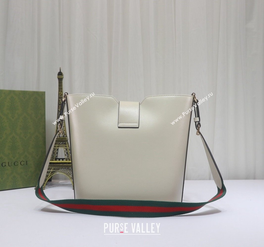 Gucci Leather Medium Bucket Shoulder bag White 2024 782904 (DLH-240521119)