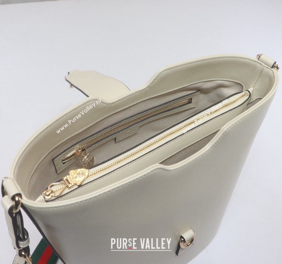 Gucci Leather Medium Bucket Shoulder bag White 2024 782904 (DLH-240521119)