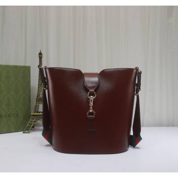 Gucci Leather Medium Bucket Shoulder bag Dark Brown 2024 782904 (DLH-240521120)