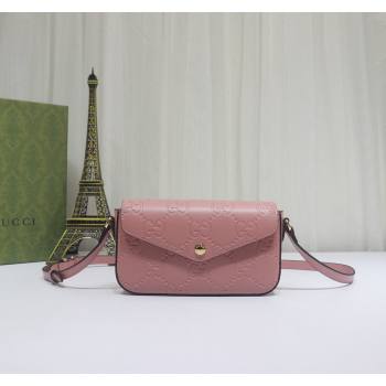Gucci GG Leather Super Mini Shoulder Bag Light Pink 772794 2024 (XLU-240521130)