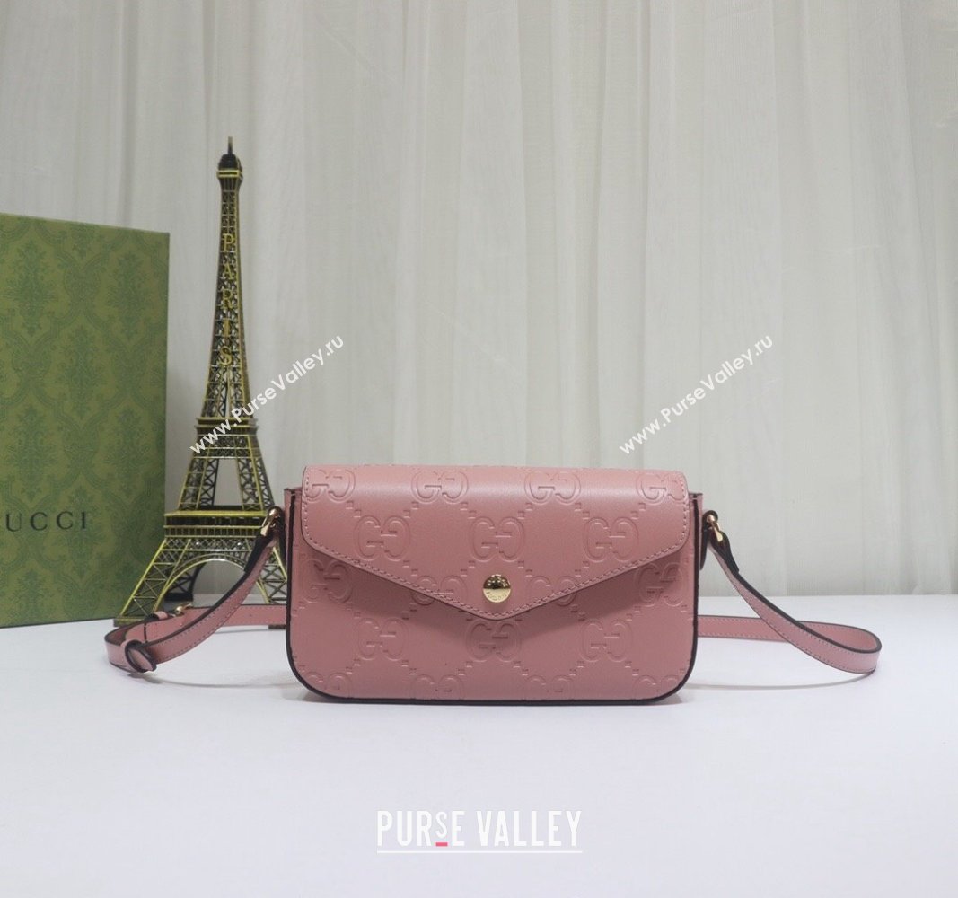 Gucci GG Leather Super Mini Shoulder Bag Light Pink 772794 2024 (XLU-240521130)