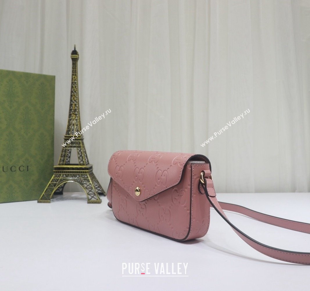 Gucci GG Leather Super Mini Shoulder Bag Light Pink 772794 2024 (XLU-240521130)