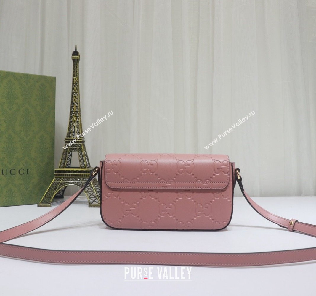 Gucci GG Leather Super Mini Shoulder Bag Light Pink 772794 2024 (XLU-240521130)