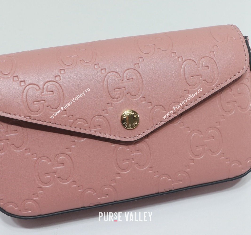 Gucci GG Leather Super Mini Shoulder Bag Light Pink 772794 2024 (XLU-240521130)