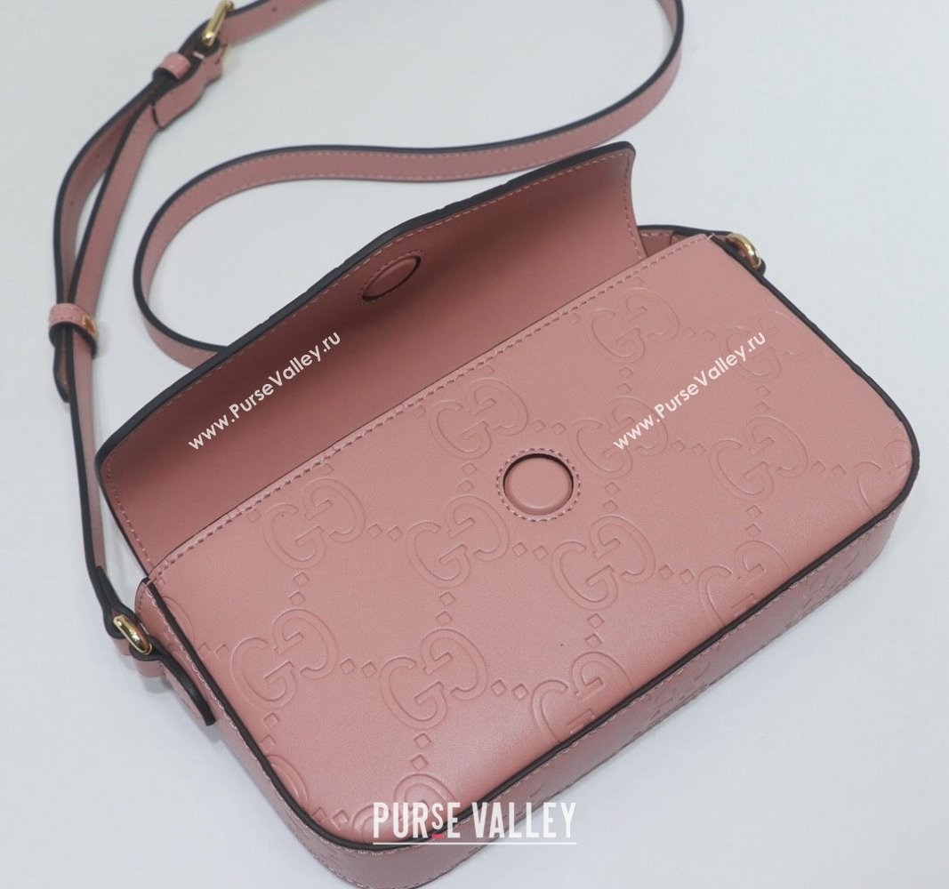 Gucci GG Leather Super Mini Shoulder Bag Light Pink 772794 2024 (XLU-240521130)
