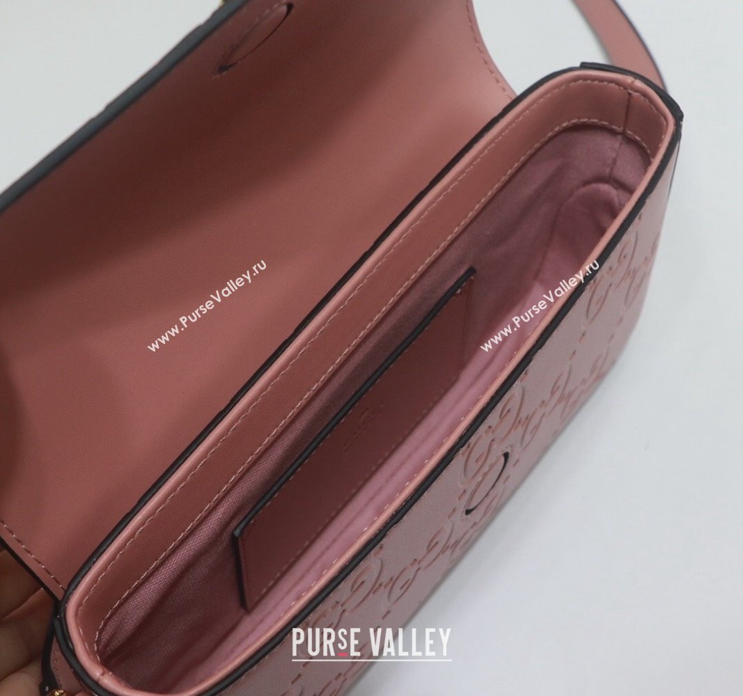 Gucci GG Leather Super Mini Shoulder Bag Light Pink 772794 2024 (XLU-240521130)