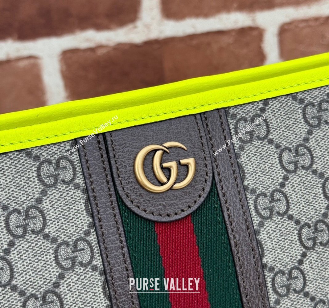 Gucci Ophidia GG Canvas Pouch with Fluorescent Yellow Leather Trim 598234 2024 (DLH-240521134)