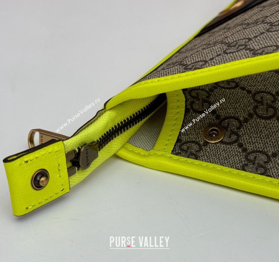 Gucci Ophidia GG Canvas Pouch with Fluorescent Yellow Leather Trim 598234 2024 (DLH-240521134)