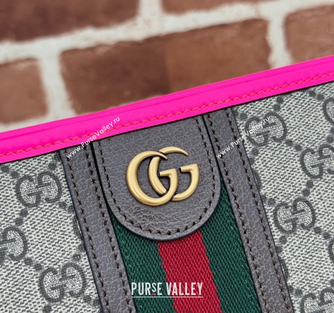 Gucci Ophidia GG Canvas Pouch with Fluorescent Pink Leather Trim 598234 2024 (DLH-240521135)