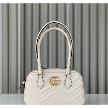 Gucci GG Marmont Leather Small Top handle bag White 2024 795199 (DLH-240522003)