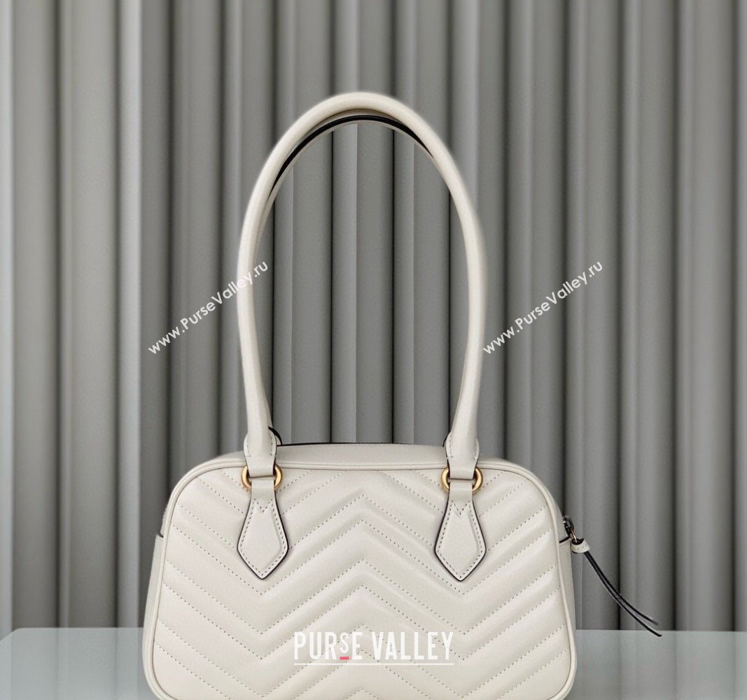 Gucci GG Marmont Leather Small Top handle bag White 2024 795199 (DLH-240522003)