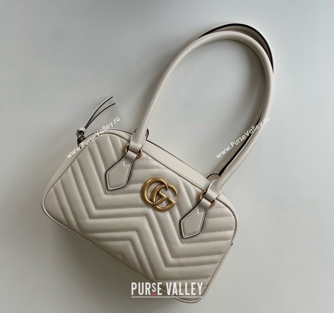 Gucci GG Marmont Leather Small Top handle bag White 2024 795199 (DLH-240522003)