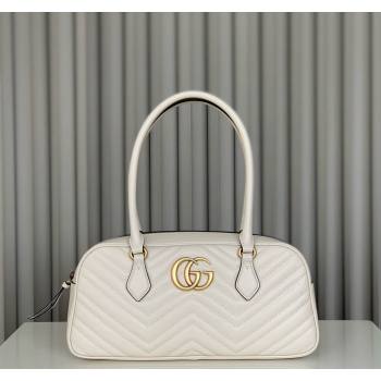 Gucci GG Marmont Leather Medium Top handle bag White 2024 795218 (DLH-240522004)
